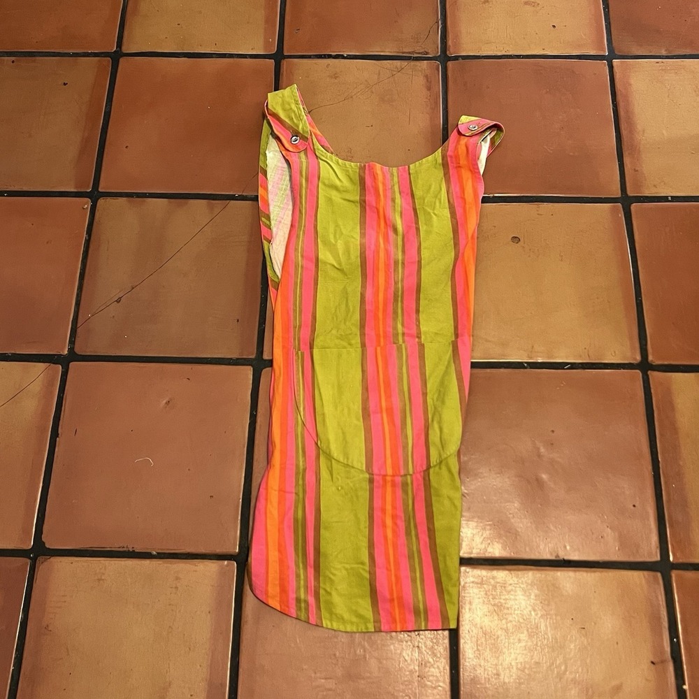 Vtg 1960s Marimekko Finland Stripe Mini Dress Design Research XS Cotton